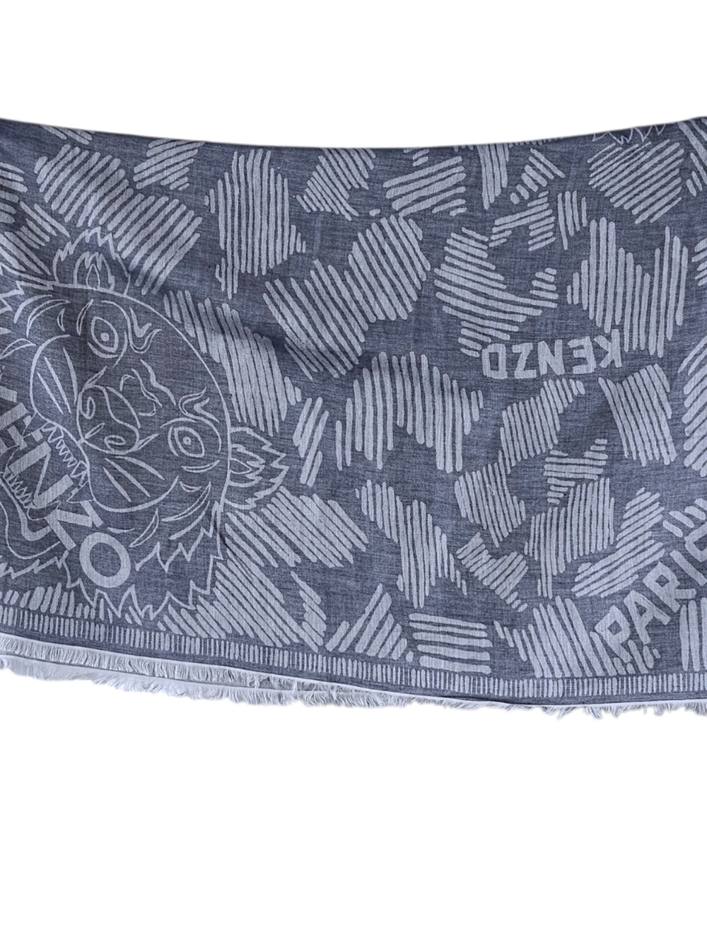 KENZO Paris Large Tiger Jacquard Scarf - Blue & Light Blue